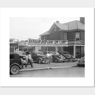 Bargain Used Cars, 1938. Vintage Photo Posters and Art